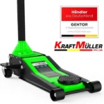 Cric hydraulique Kraft Müller professionnel 3 Tonnes, Haut. de levage 46cm, Levée rapide avec système double-pompe, Noir/Vert – Image 2